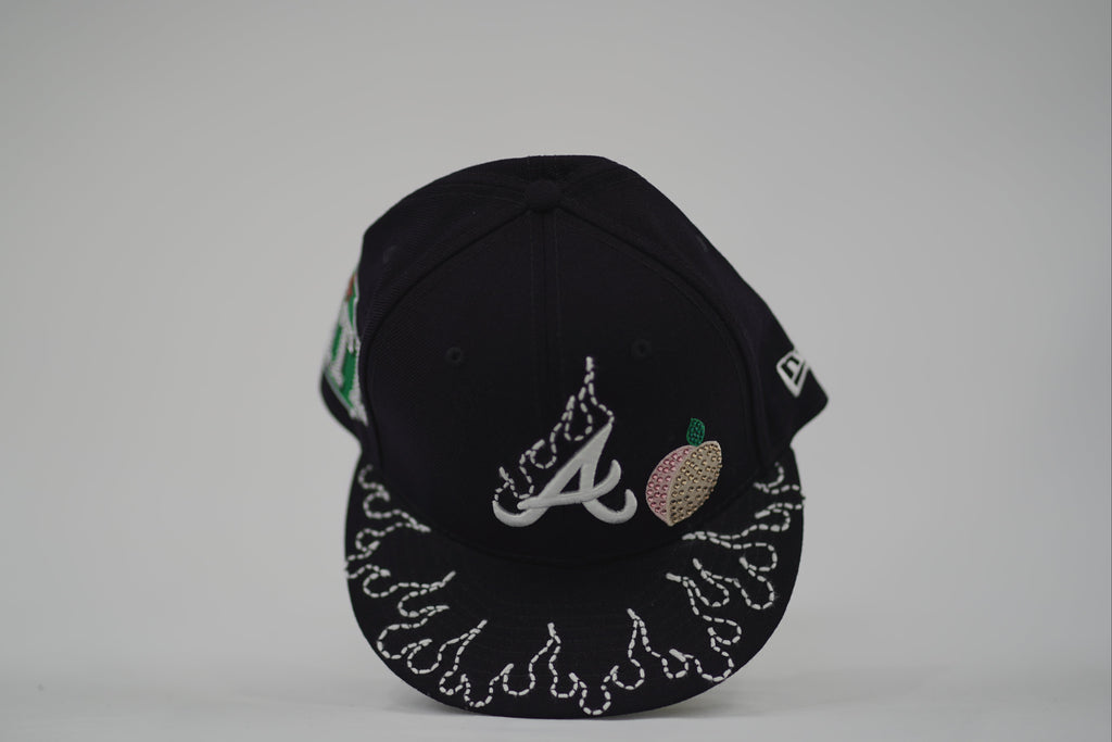 Atlanta Braves Flame Sashiko Fitted Hat 7 1/2