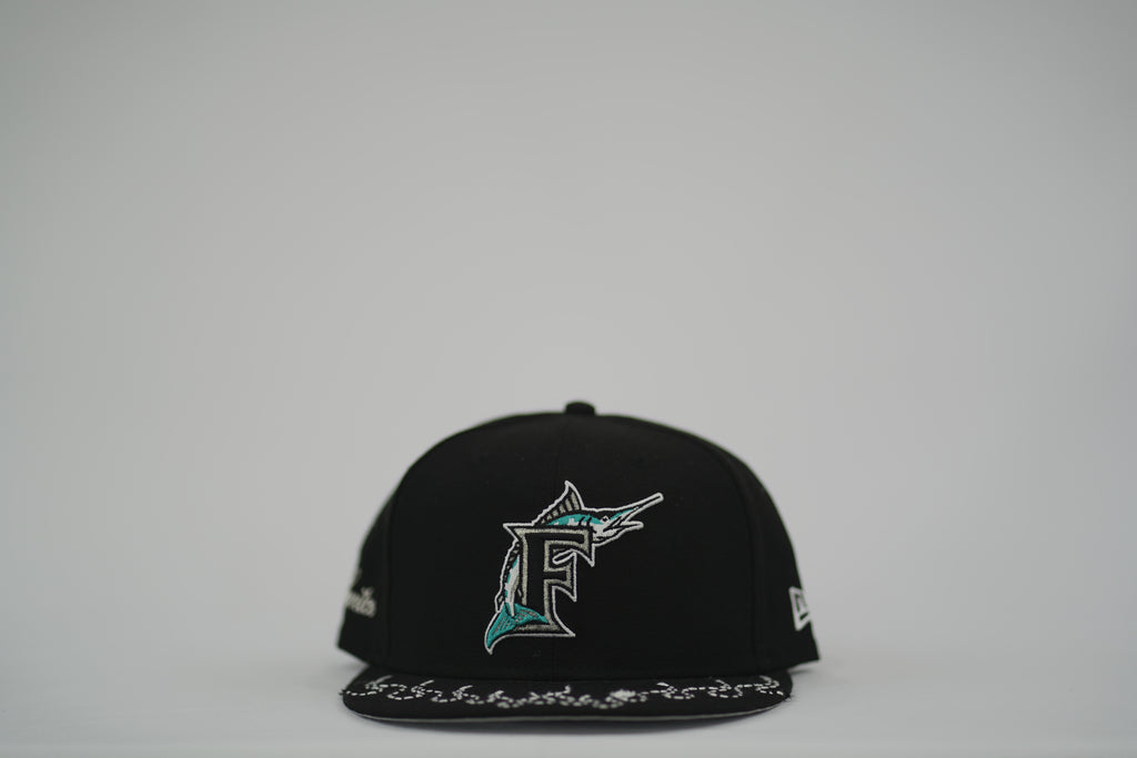 Florida Marlins Flame Sashiko Fitted Hat 7 1/2