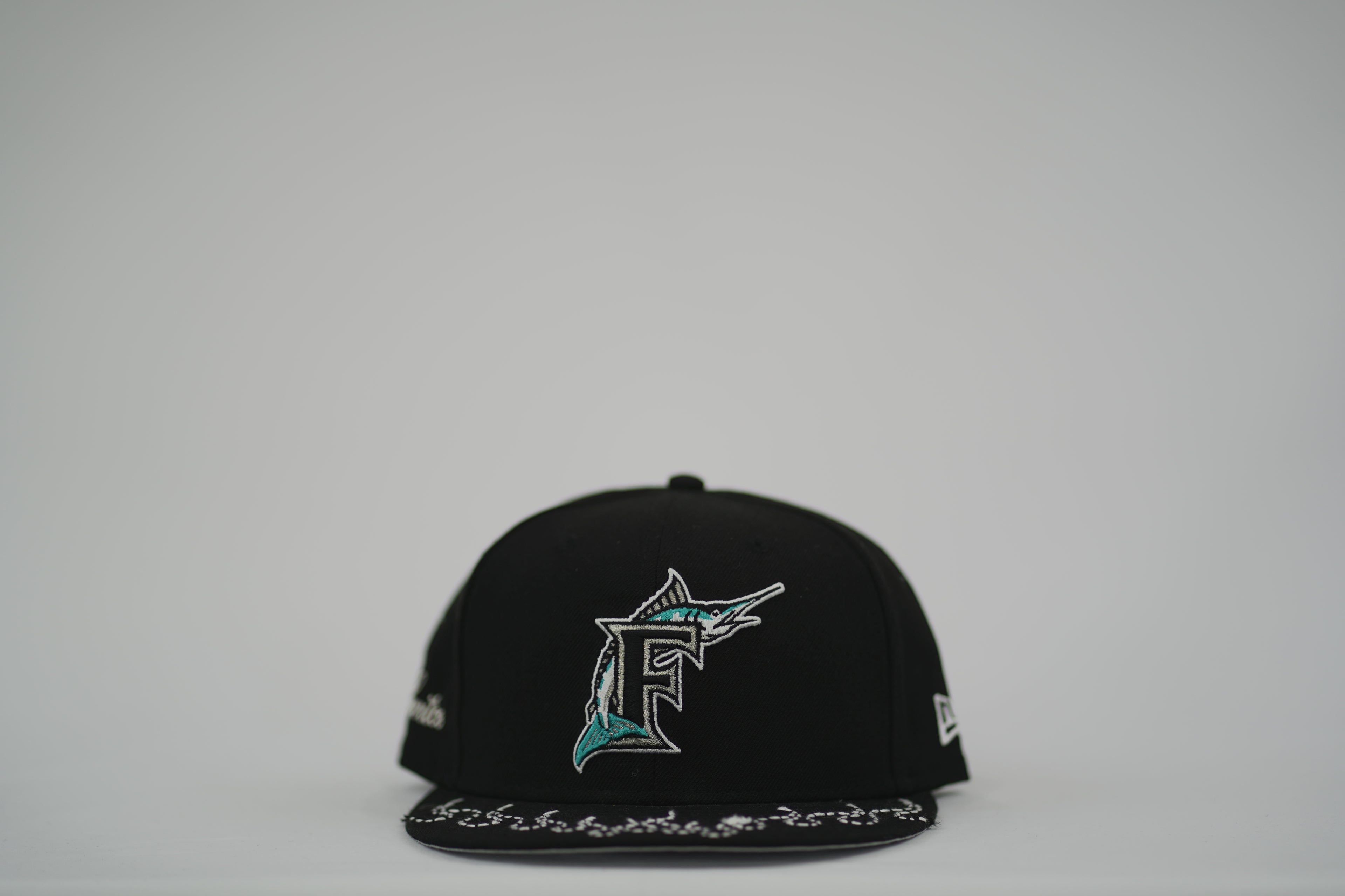 Florida Marlins Flame Sashiko Fitted Hat 7 1/2