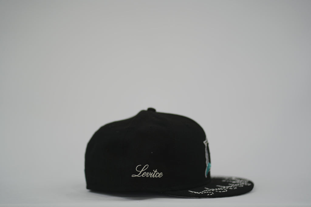 Florida Marlins Flame Sashiko Fitted Hat 7 1/2