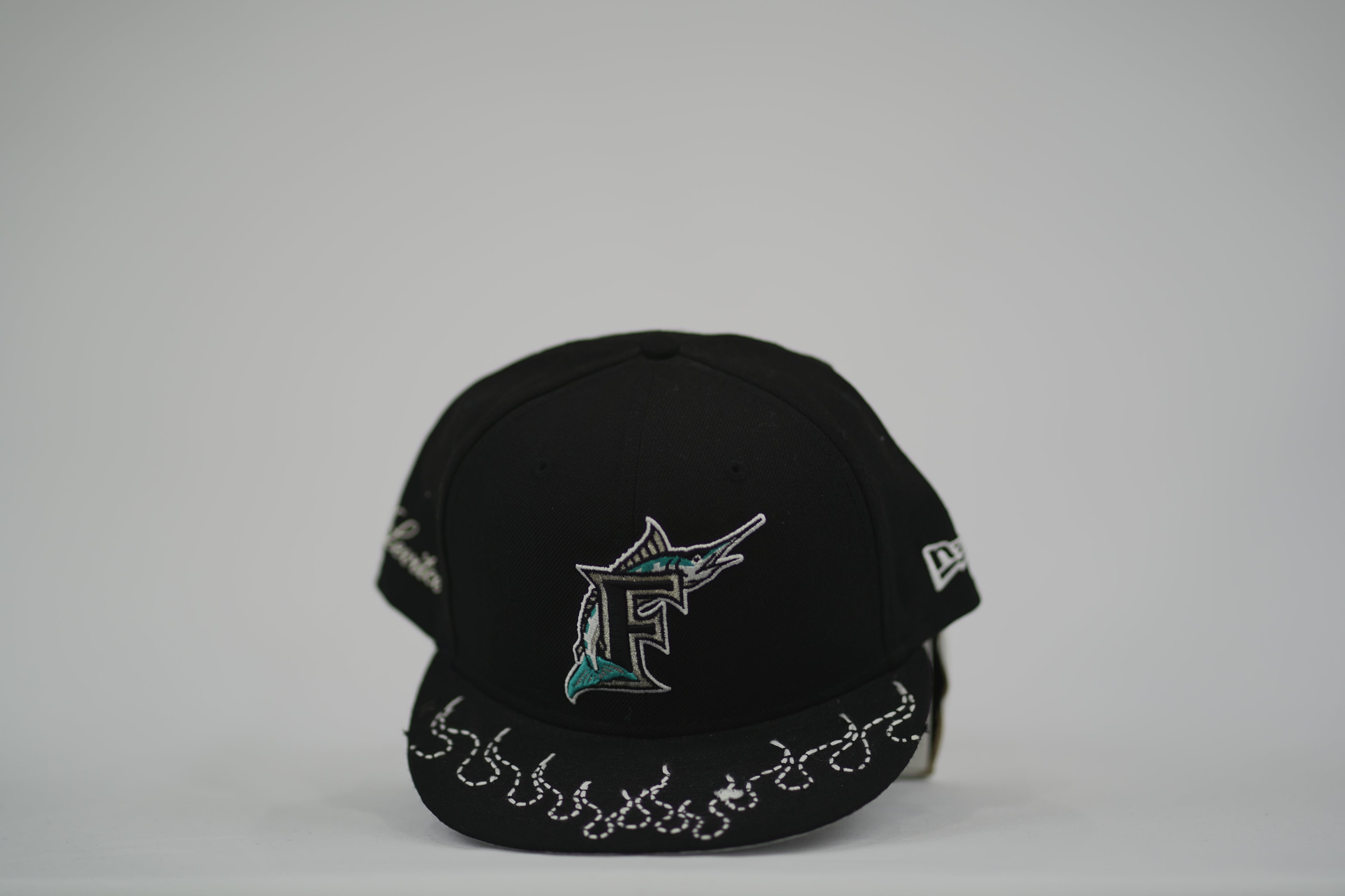 Florida Marlins Flame Sashiko Fitted Hat 7 1/2
